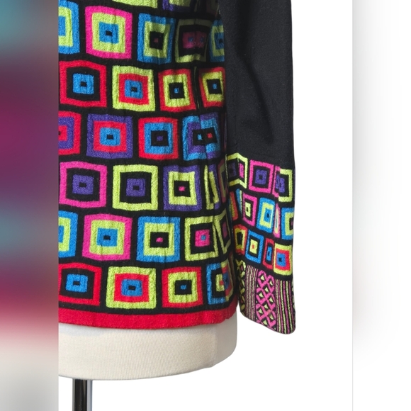 Elena Wang Colorful Geometric Knit Cardigan Sweater M Medium Retro Abstract - Picture 4 of 8